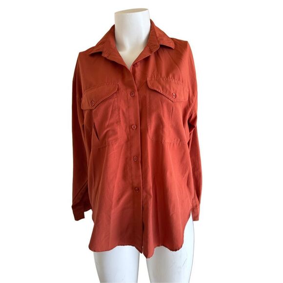 Ashleigh Morgan women’s M button up vintage 90s retro button up burnt orange - Picture 1 of 5